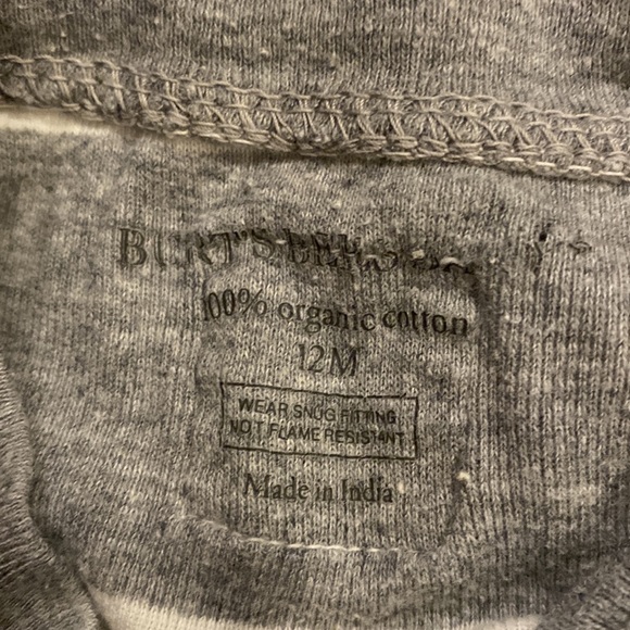 Grey and white Burt bees baby footie size 12m - Picture 2 of 2